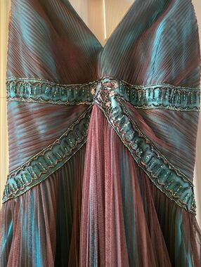 Evening Dress by Badgley Mischka Teal & Black Ladies Sz. 10